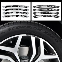 4pcs Aluminum for Mercedes Benz AMG CLE GLA C180 GLC GLA W203 W204 W205 Car Wheel Badge Tire Rim Sticker Decoration Accessories