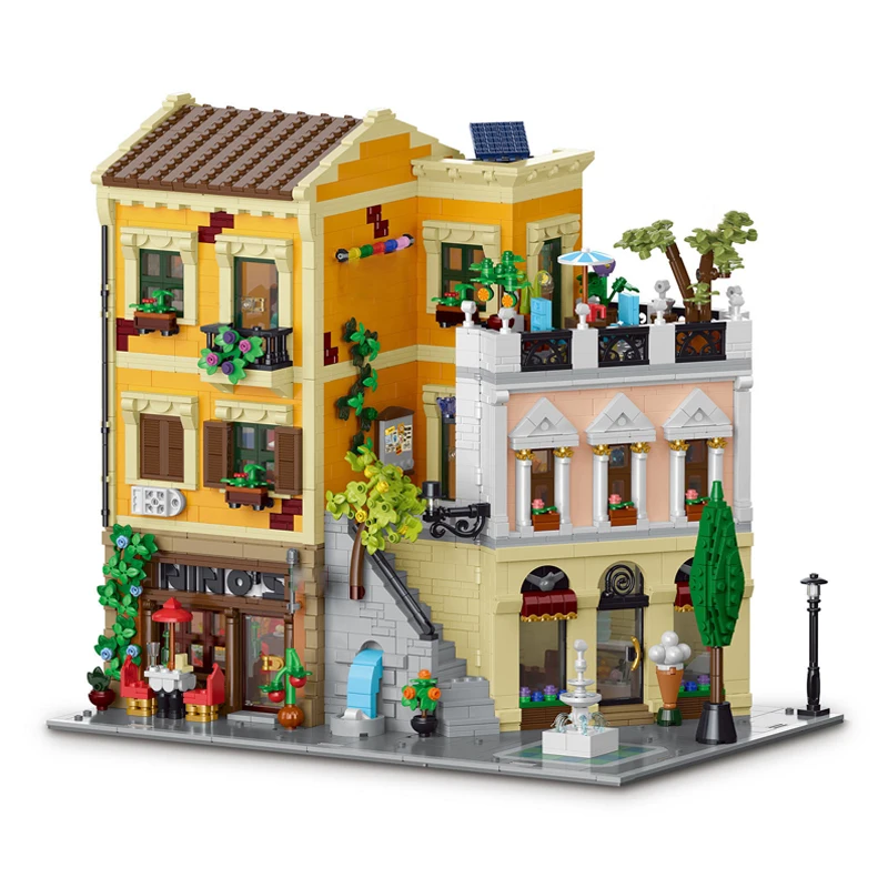 Klemmbausteine Rome Corner Store Haus Modulare Gebäudeblöcke Europäische Farbenfrohe Stadtansicht Architektur Ziegelstein-Modellbausatz Jungen Spielzeug Erwachsene Kinder Geschenk 4507 Teile
