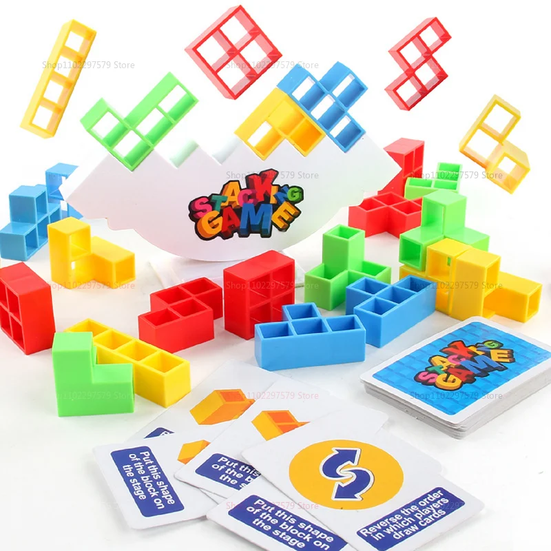 48-64PCS Toren Fun Balance Stapelen Bouwstenen Bordspel voor Kinderen Volwassenen Vrienden Team Dorm Familie spel Nacht en Feest