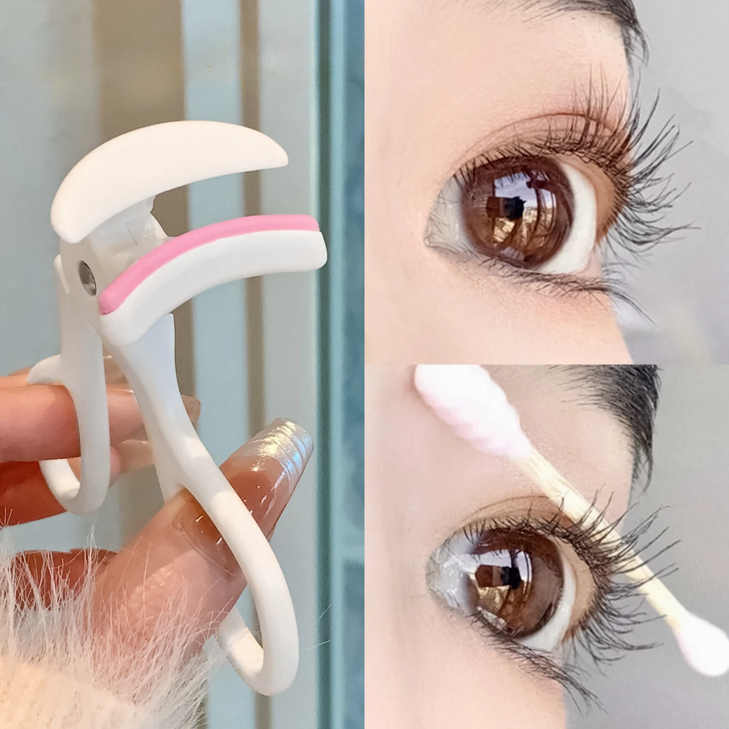

1PC White Eyelash Curler Practical Wide Angle Long-lasting Styling Eyelash Clip Easy Curling Beauty Makeup Tools for Beginners