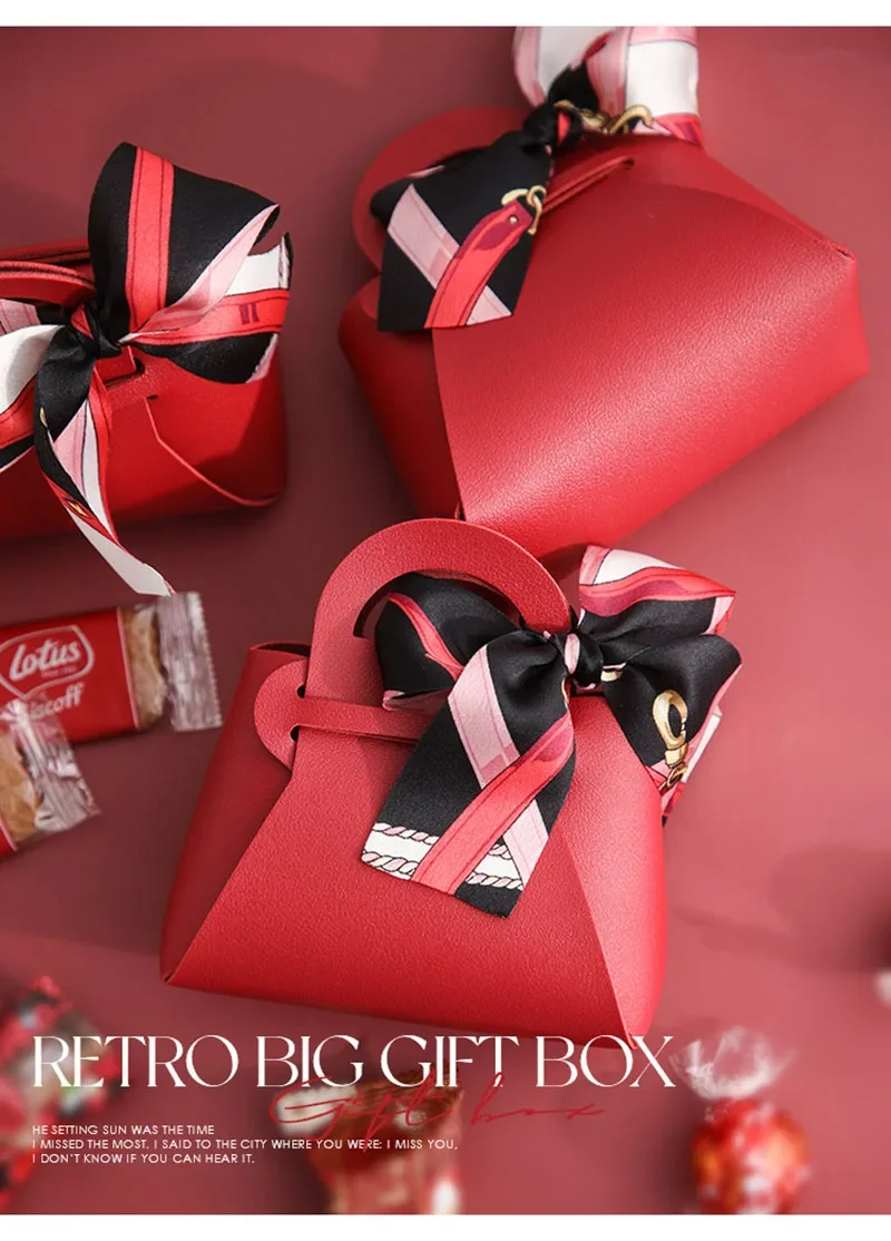 50 Stück verteilte rosa Geschenktüten aus Leder, Hochzeitsbevorzugungsbeutel für Gäste, Mini-Handtasche mit Band, Süßigkeiten-Verpackungsbox, Party-Dekoration – Detail 7