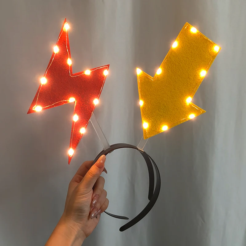 Detachable LED Red Arrow Light Headband Light Up Symbol Shape LED Hair Hoop Concert Hair Accessory Glow Party Decor