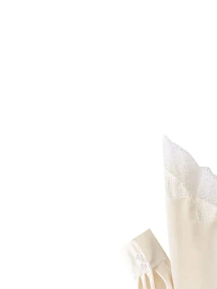 Hh moda feminina retro versátil tripulação pescoço assimétrico bainha renda pulôver camisa feminina simples temperamento manga longa topo mujer