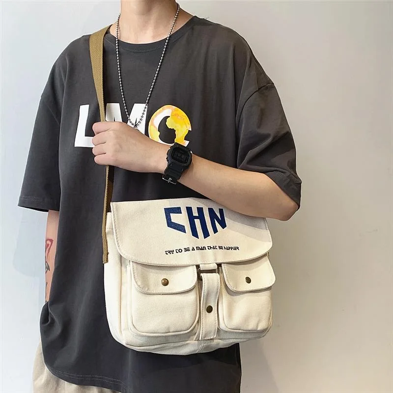 Japanese Style Canvas Cross Bag Large Capacity Shoulder Bag Student Fashion Outdoor Casual Version Solid Color Messenger Bags