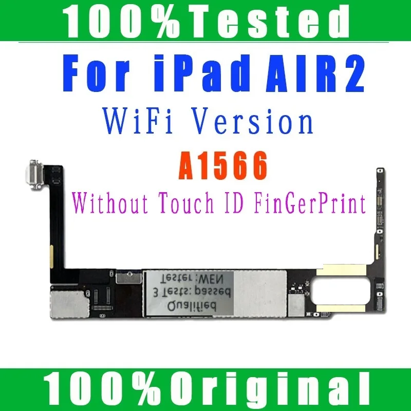 Placa-mãe 100% testada, livre de iCloud, com chips completos, versão Wi-Fi A1566, para iPad 6 Air 2, placa lógica.