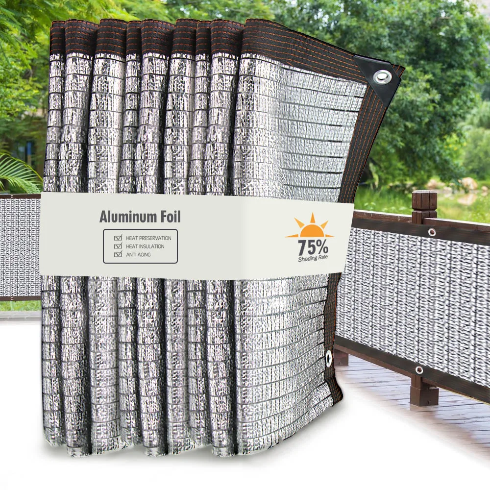 

75% Aluminum Foil Garden Shade Cloth Anti-UV Privacy Mesh Netting Sun Shade Net Sails Balcony Fence Gazebo Pergola Length 1-10M