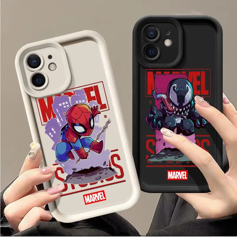 Phone Case for Apple iPhone 15 14 13 12 11 Pro Max 13 12 Mini XS XR X plus Shell Marvel Spiderman Venom Thor Silicone Cover