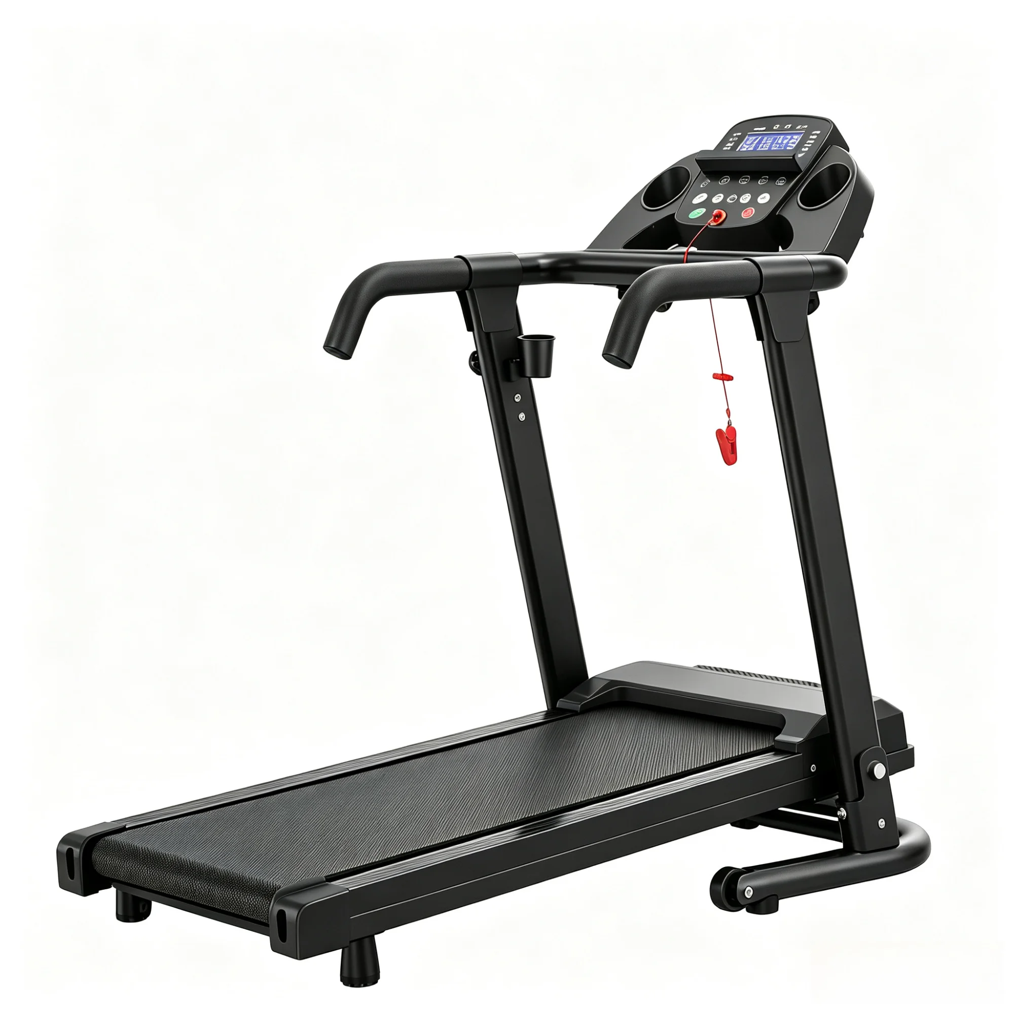 Folding Treadmill for Home, 2.5HP Quiet Electric Treadmill with 0.5‑7.5MPH Speed Range, 300LBS Weight Capacity, LCD Display, Compatible with Zwift, Kinomap & FitShow, Portable Running Machine with Moving Wheels & Safety Key