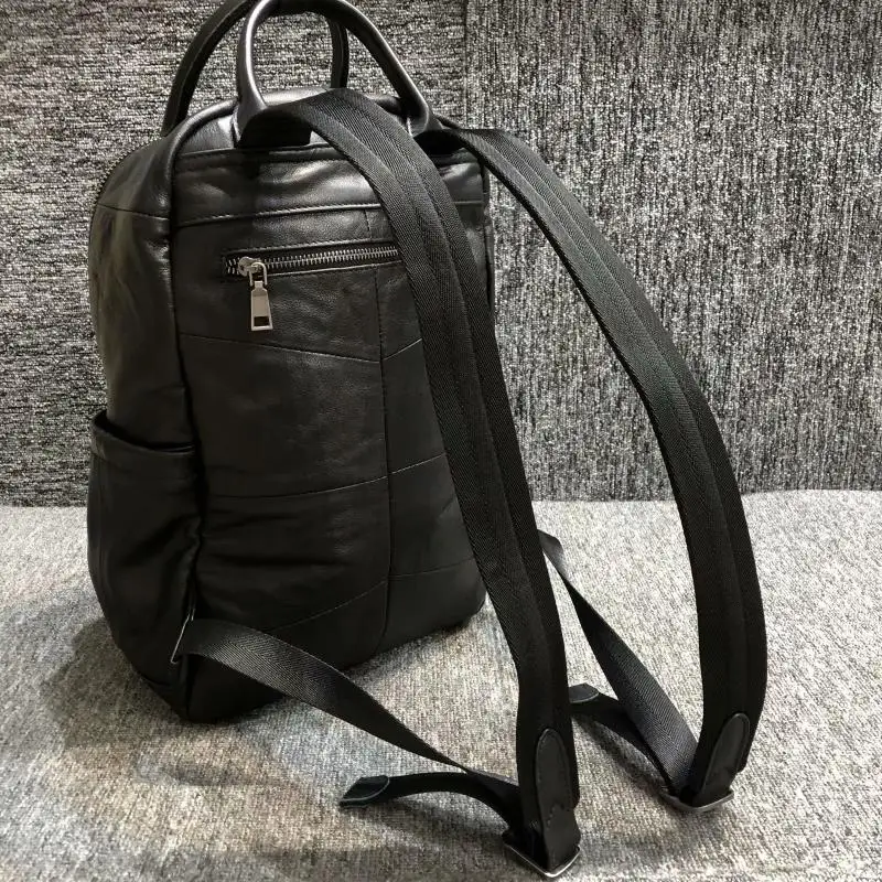 Cow Genuine Leather Men Backpacks Fashion Real Natural Leather Student Backpack Boy Luxury Brand Large Computer Laptop Bags