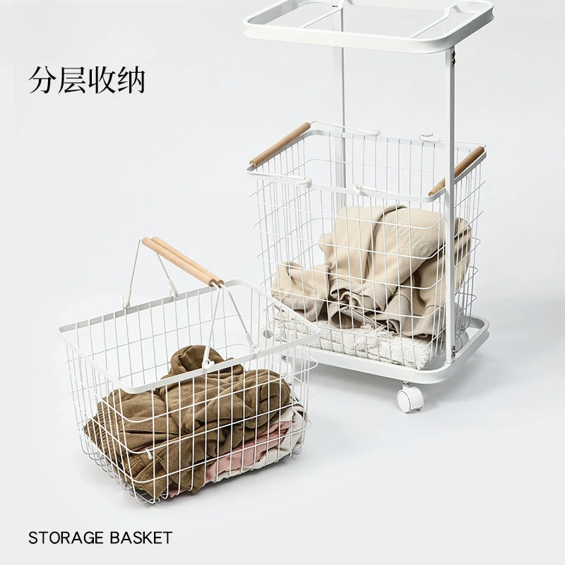 Home Double Dirt Basket Home Wrought Iron Bathroom Shelf Removable