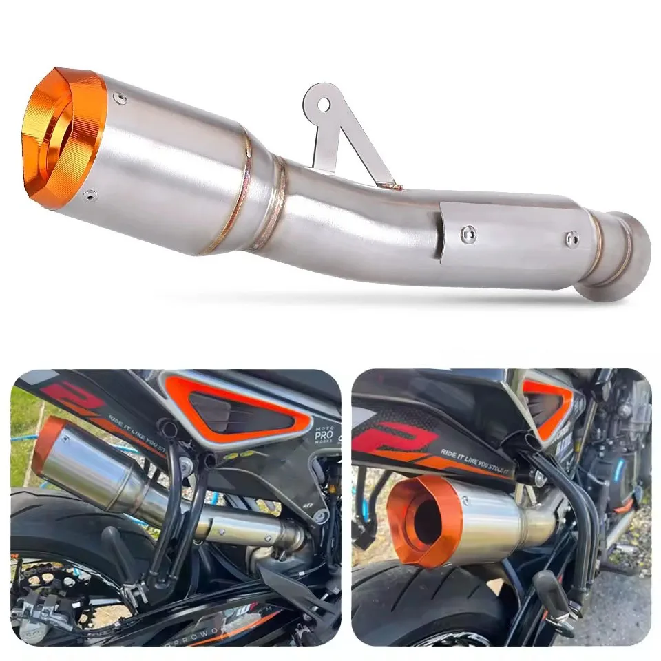 

For KTM Duke 790 2018-2025 Duke 890 890R 2020-2025 Escape Motorcycle Exhaust System Middie Link Pipe Slip-On Orange Muffler Tips