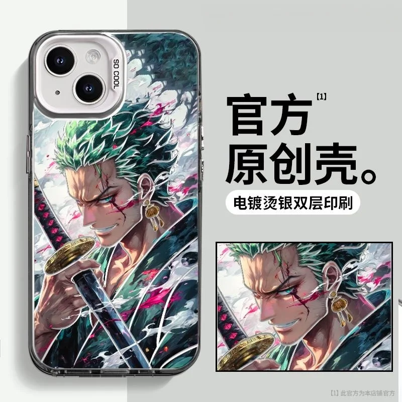 Funda 3D ONE PIECE Zoro para iPhone 11 12 13 14 15 16 17 Pro Max Air Plus 17ProMax, Diseño Cuchillo Demonio, Antigolpes