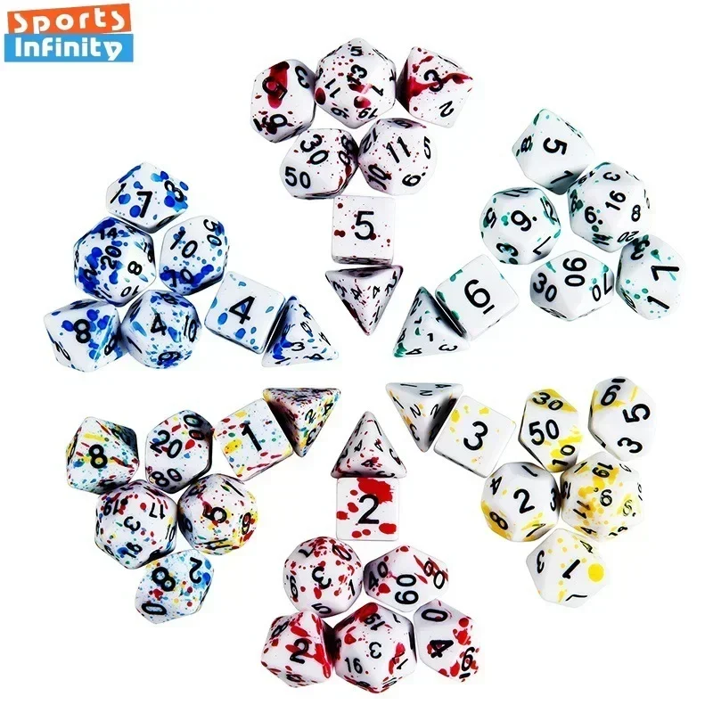 7Pcs of Discoloring Dice Bloody Dice Set DND Multi sided Dice  D20 D12 D10 D8 D6 D4 Table Board Games Numbers Dices Kit