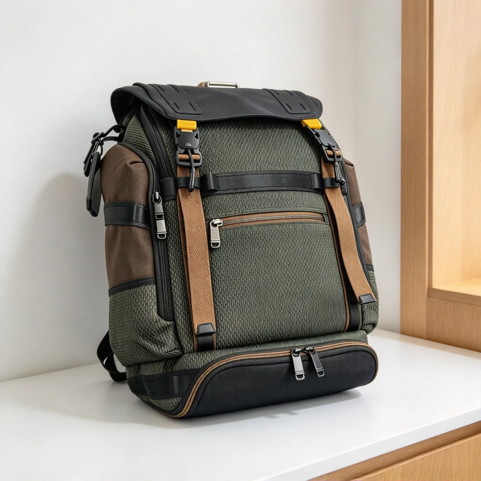 New Men’s Large Capacity Backpack, Nylon Multi-use Hiking Rucksack for Business Trip & Outdoor Activities