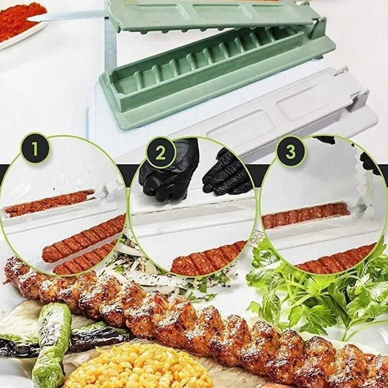 Reusable Plastic Single Row Kebab Maker Bbq Meat Skewer Machine Kebab Press Maker Bbq Skewer Maker Kebab Preparation BBQ Tools