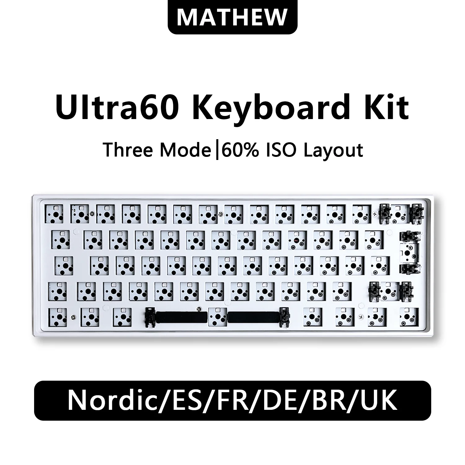 MATHEW Ultra60 Customized Mechanical Keyboard Kit ISO QWERTZ 60% Spanish/German/French/UK/Nordic AZERTY RGB Wireless Kit