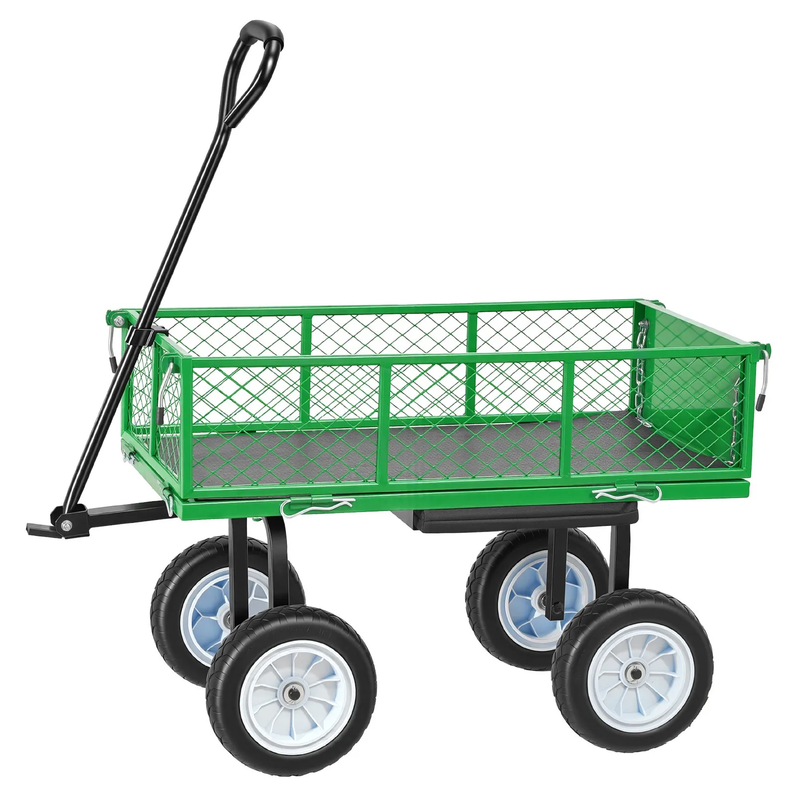 

Rolling Steel Garden Cart with Seat, 500 lbs Capacity, Green