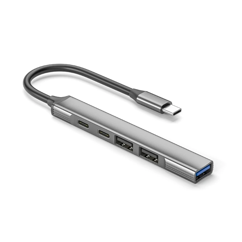

Aluminum Alloy Type C Hub 5 in 1 Adapter with USB 2.0 Type C Data Transfer, and PD 60W Charging Perfect for Office