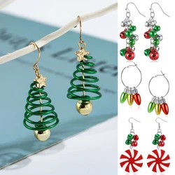 1 Pair Christmas Dangle Earrings Christmas Bell Light Bulbs Hoop Earrings Christmas Tree Earrings for Women Girls Xmas Part Gift