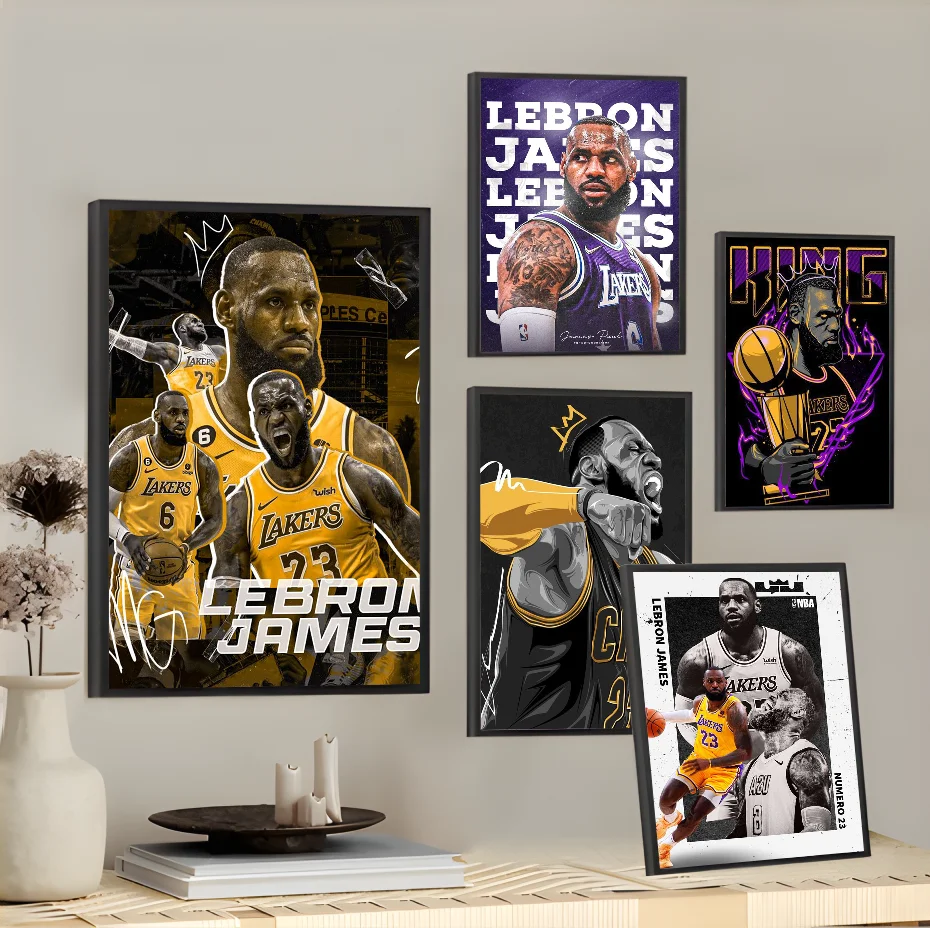 Basketball Player L-LeBron J-James Basketball Wall Art Poster Home Living Room Wall Room Bed Bedroom Home Decoration