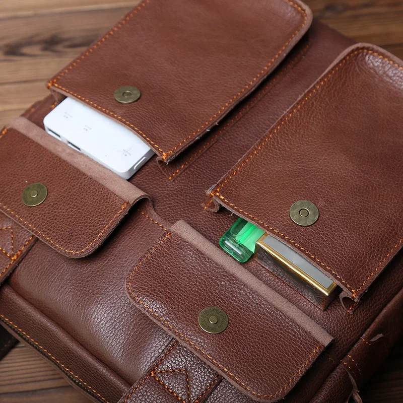 NZPJ Neue Retro Leder herren Handtasche Top Schicht Rindsleder Vertikale Einzigen Schulter Umhängetasche Briefträger Aktentasche Computer Tasche – Detail 15