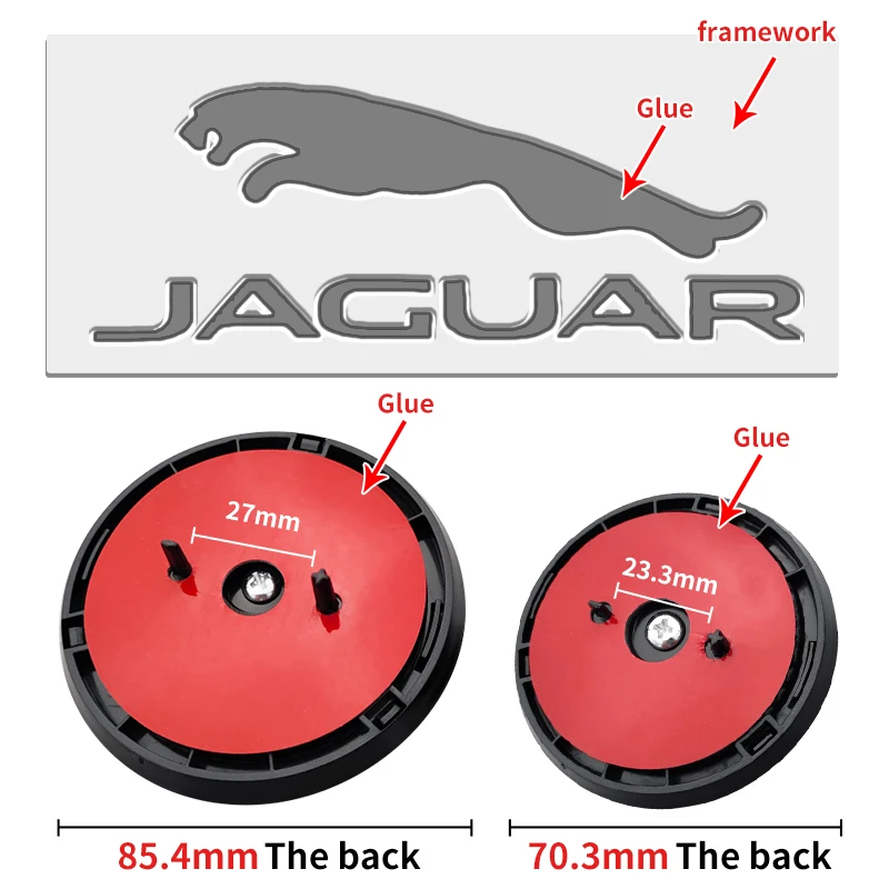 ثلاثية الأبعاد ABS سيارة الجبهة مركز مصبغة شعار شارة ملصق الشارات الخلفية رسالة شعار ل جاكوار XE XF XJ XFR XKR XFL XEL XK XJL XJ6 XJS