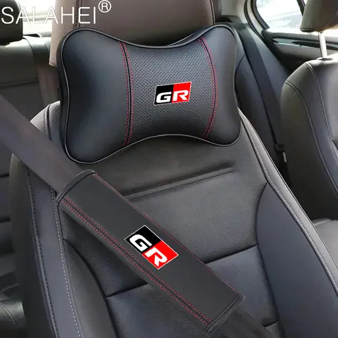 가죽 카시트 벨트 어깨 쿠션 패드 Toyota GR Gazoo Racing RAV4 Prius TRD Corolla Yaris 용 머리 받침 목 지원 베개