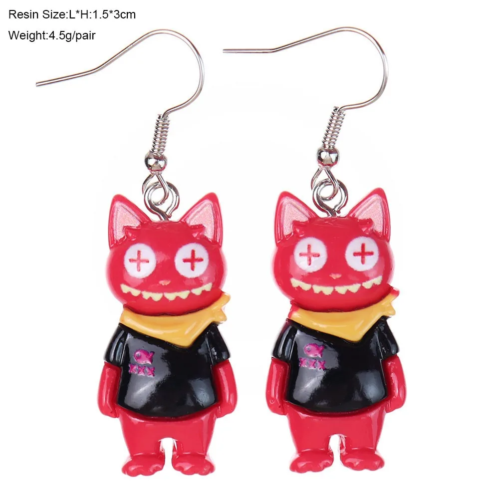 1pair Fun Cute Cartoon Cat Earrings Children's Fun Girl Heart Ear Hook Ear Drop Earrings Jewelry image 2