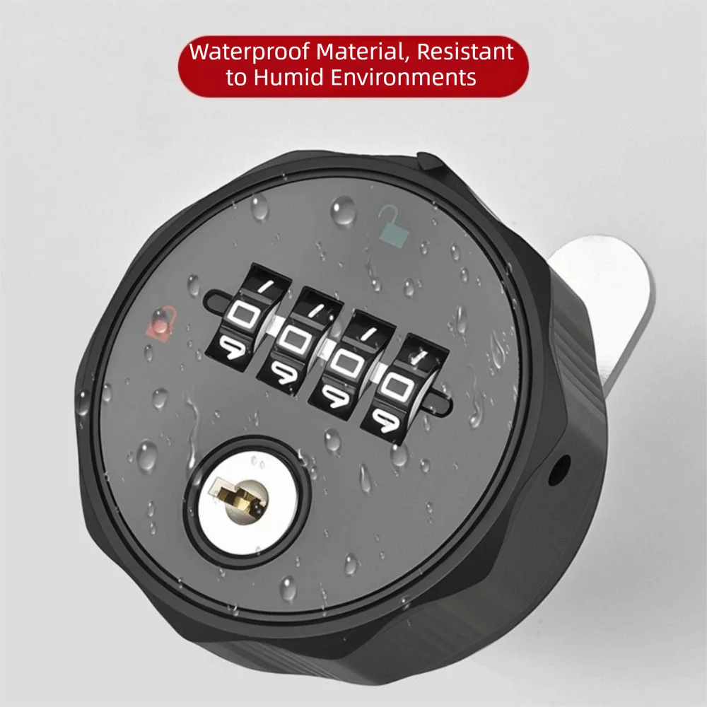 4-Digit Combination Cabinet Password Lock Round Padlock Household Hardware Combination Cabinet Lock Weatherproof Anti-theft