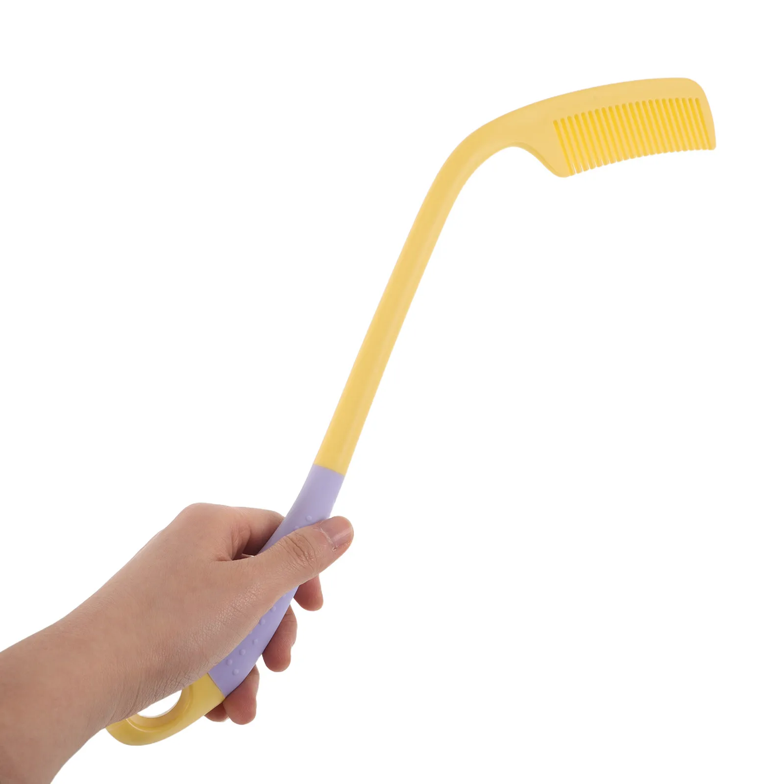 

Long Reach Elderly Comb Curved Handle Plastic Hair Brush Portable Non-Slip Detangler Travel Comb for Disabled Limited Mobility