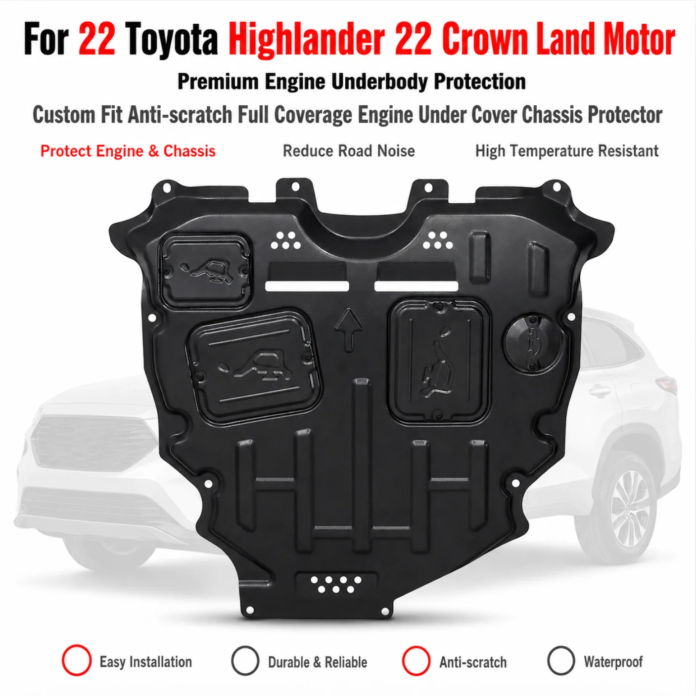 Custom Fit Engine Skid Plate Under Engine Guard For Toyota Highlander Crown Land 22 Motor Chassis Armored Special Guard