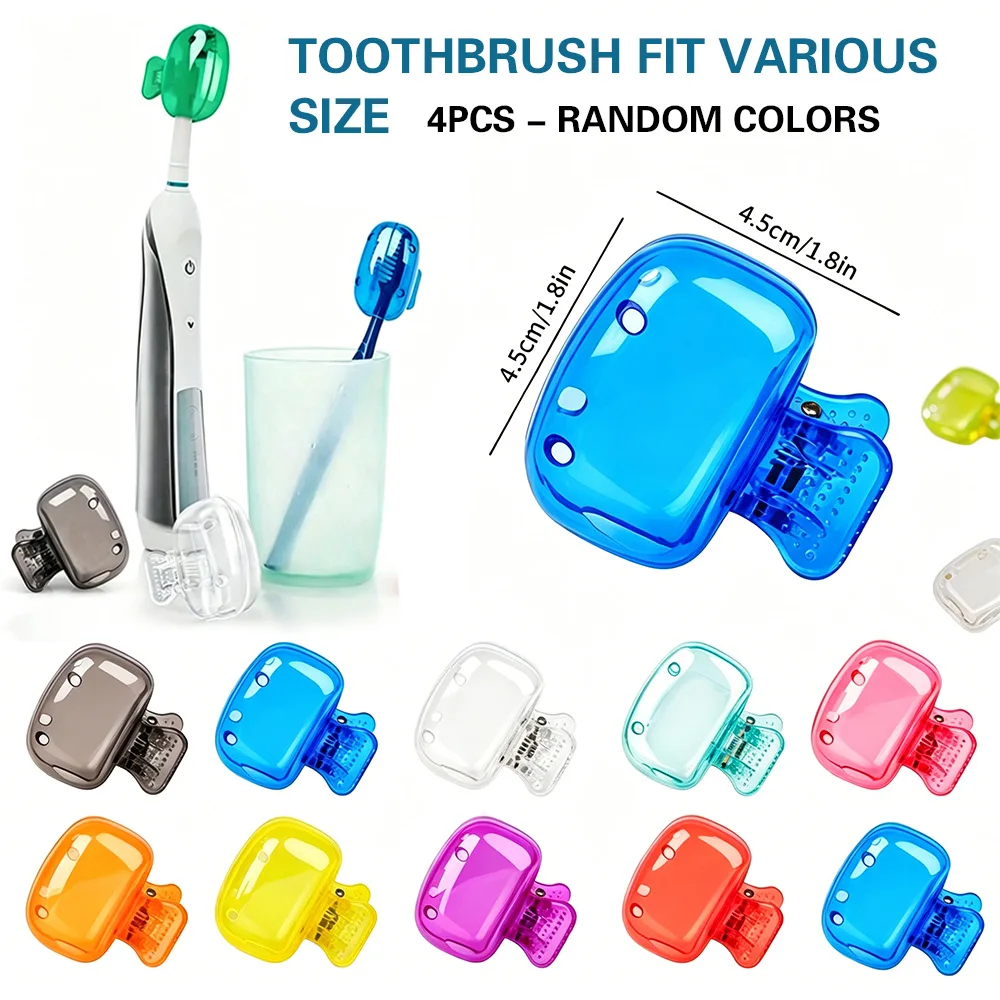 Durable Toothbrush Protector Covers 4 Pieces, Multi-color Portable Travel Storage Box, Odor-free Toothbrush Head Case