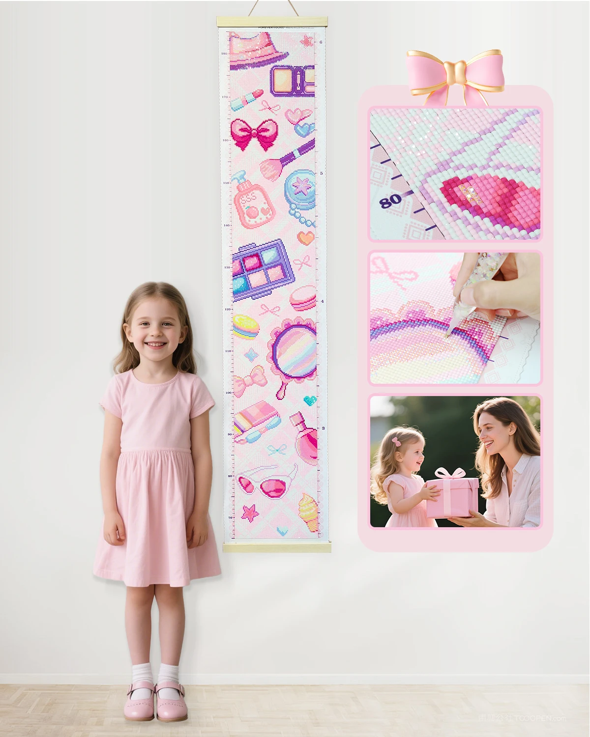 

ForeverYoung DIY Diamond Painting Growth Chart for Wall Diamond Art Kits for Kids Full Square Drill With AB Make Up Height Chart