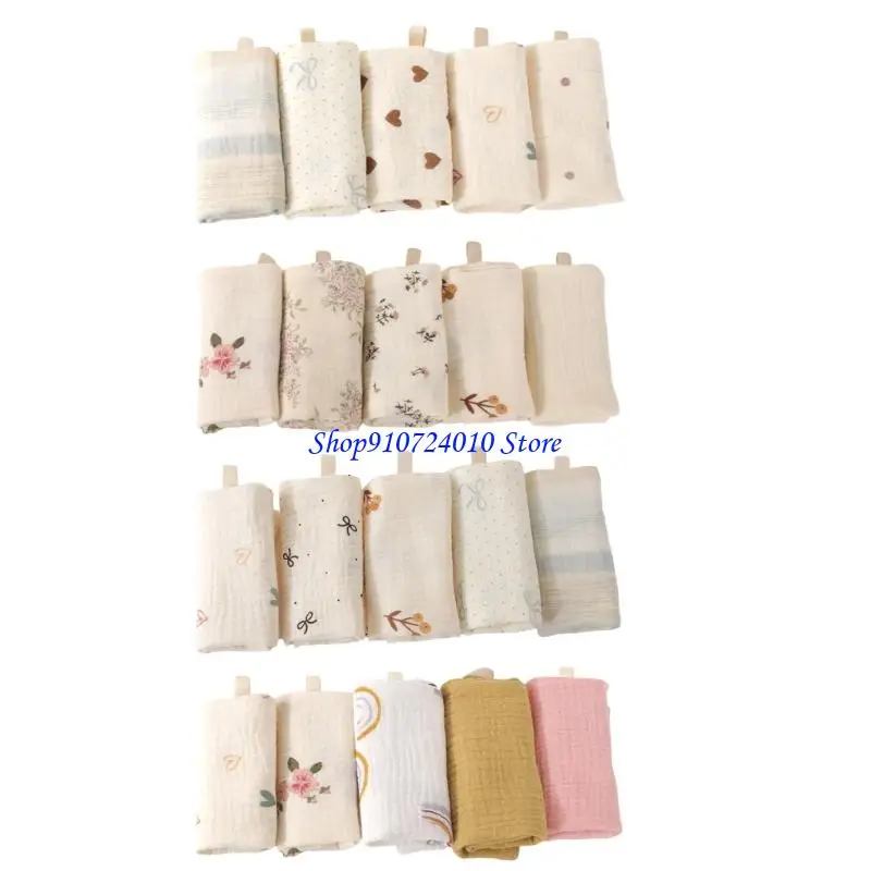 

77HD Pack of 5pcs Newborns Bath Towels Cotton Comfortable Washcloths Multipurpose