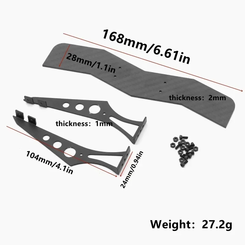 Alerón trasero de fibra de carbono para coche de carreras, accesorio para 1/10 RC, TAMIYA TT01 TT02 XV01 PTG2 HSP 94123 FW06 SAKURA