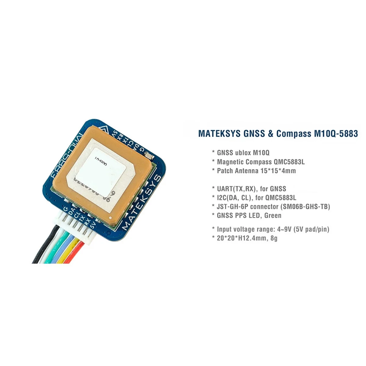 N33R_GNSS M10Q-5883 para GPS U-Blox M10 com módulo Bússola QMC5883L