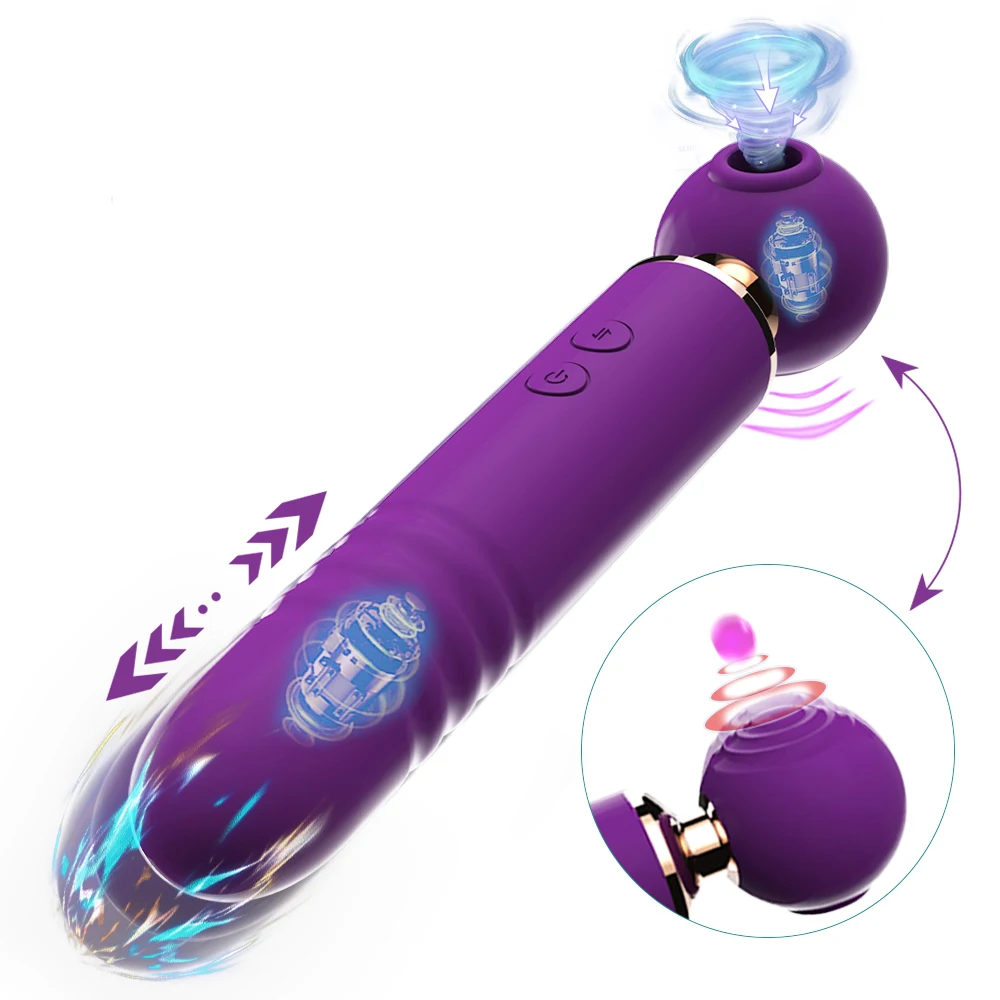 

3 In 1 Dildo Vibrators Sex Toys for Woman AV Magic Wand Vibrating Vaginal Clitoris Stimulator Nipple Clit Sucking Massager Adult