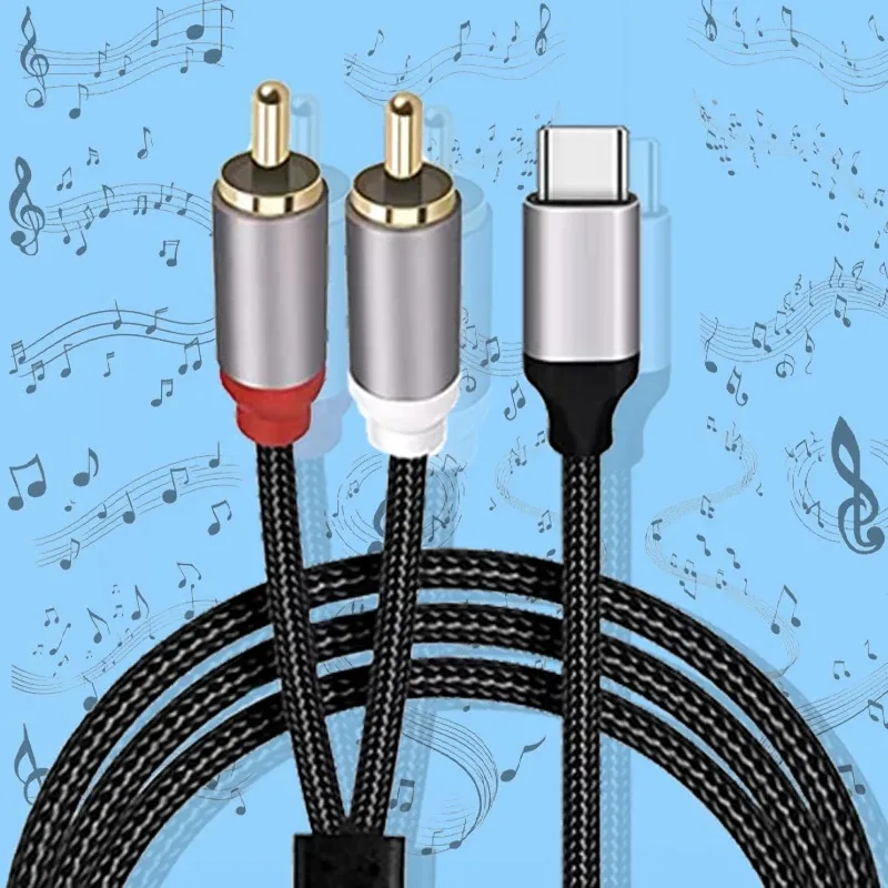 USB-C to Dual RCA Audio Cable, Hi-Fi Sound for Phone, Tablet, Speaker, Home Theater, DVD Player, Audio Stereo Cord