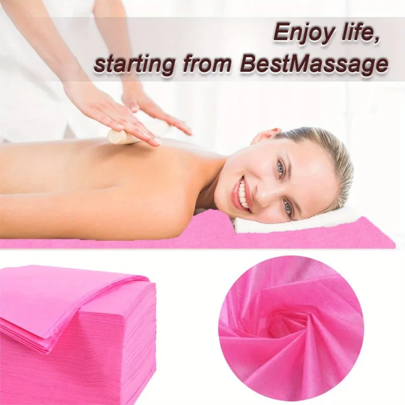 50pcs/set Disposable Massage Bed Sheets - Breathable Non-Woven Fabric SPA Bed Cover Multi-Purpose Hotel Bed Linens for Salon Use