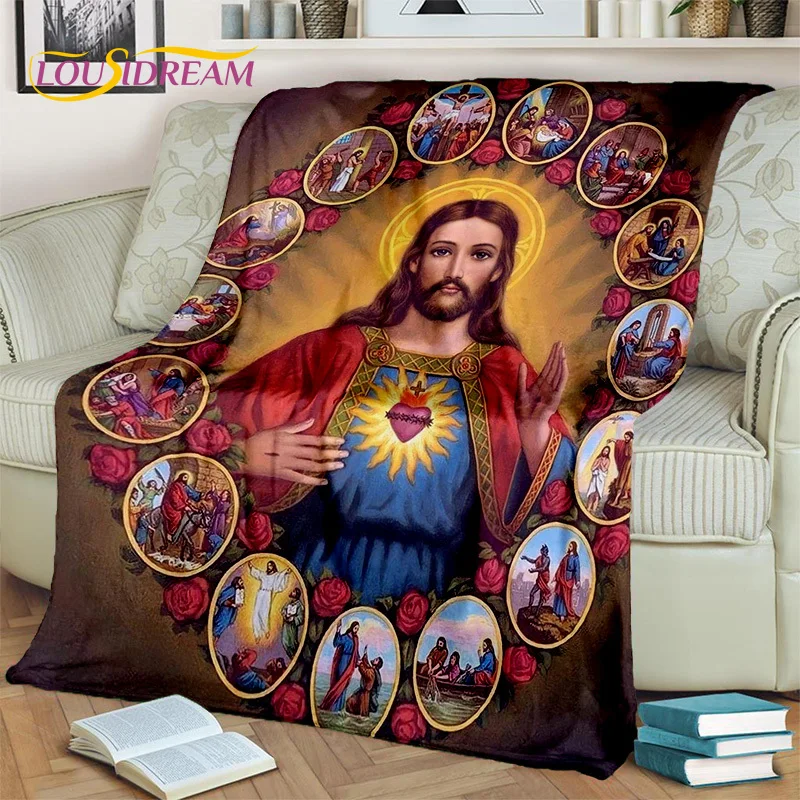 Jesus Blessed Virgin Mary Pray Blanket,Soft Throw Blanket for Home Bedroom Bed Sofa Picnic Travel Office Rest Cover Blanket Kids