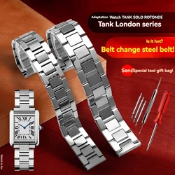 High Quality Stainless Steel Watchband for Tank Solo Santos for Cartier Bracelets Men Women Solid Watch Strap Accessories