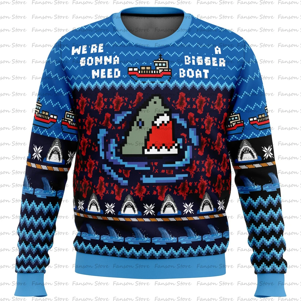 Santa Jaws Jaws-Sweat à capuche de Noël imprimé en 3D pour hommes et femmes, pull Sportedly, à la mode, nouveau, 2025