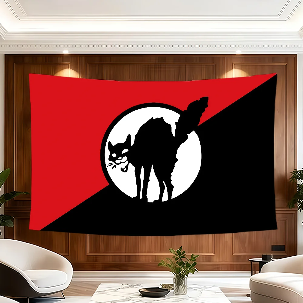 Anarchist Black Cat flag Room Decoration Wall Tapestry Hanging Aesthetic Bedrooms Advertising Banner