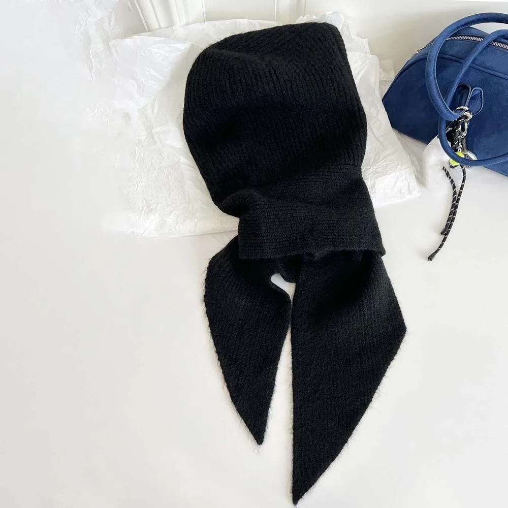 

Acrylic Fibers Knitted Hooded Cap Soft Triangular Neck Collar Beanies Cap Ear Protection Korean Style Winter Neckerchief Hat