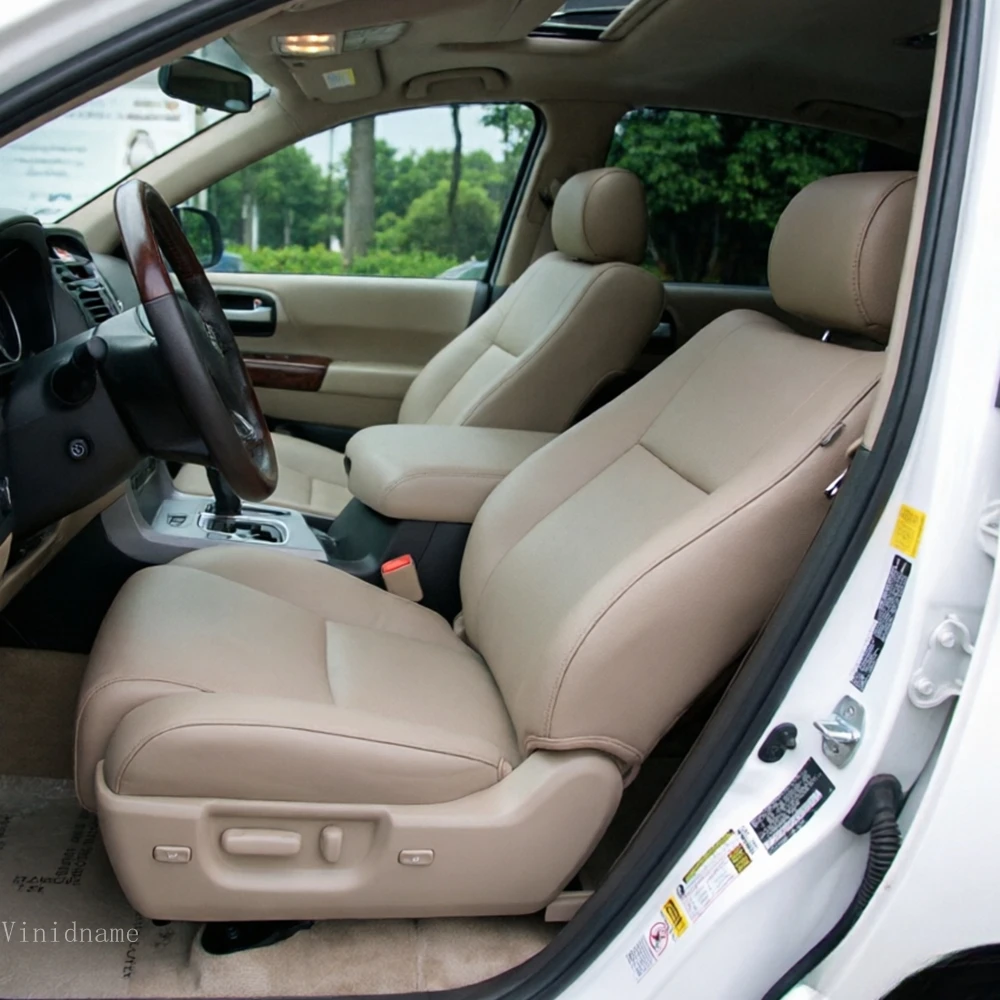 

For Toyota Sequoia II 2007 2008 2009 2010 2011 2012-2025 Vegan Nappa Leather Custom Car Seat Covers Full Set 7 Seats Accessories