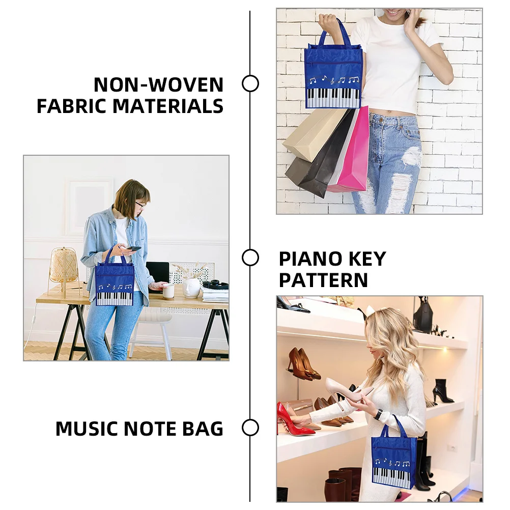 

2 Pcs Musical Tote Bag Bags Canvas School Portable Piano Book Books Storage Note Handbag