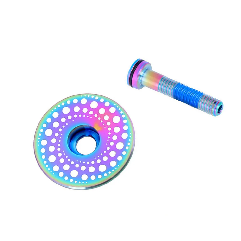 مجموعة واحدة من لوازم الدراجة، غطاء سماعة الرأس من سبائك التيتانيوم عالي القوة بدون تشوه، سهل التركيب لدراجة الطرق الجبلية اللامعة #3