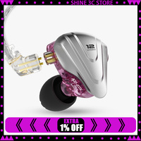 KZ ZSX 1DD 5BA Hybrid 12 Drivers HIFI Bass Earbuds In-Ear Monitor Noise Cancelling Earphones Metal Headset