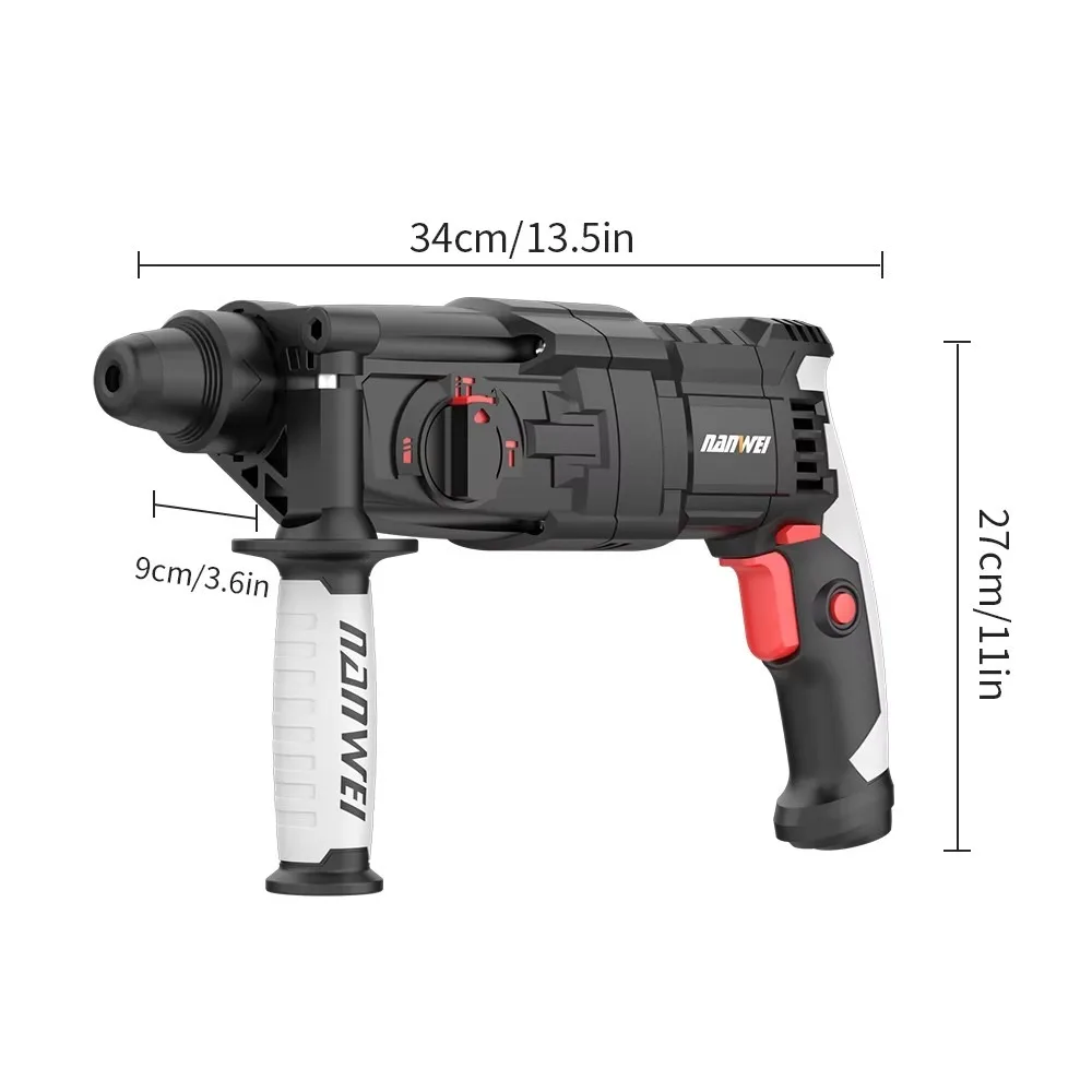 220V Brushless Electric Hammer Drill Impact Drill Concrete Power Wrench Heavy Duty Round Handle Electric Hammer