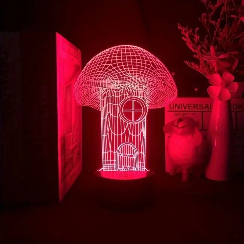 Luz Nocturna 3D modelo Seta, lámpara de mesa táctil enchufable, luz de ambiente para dormitorio, luz decorativa de escritorio, regalos USB, novedad